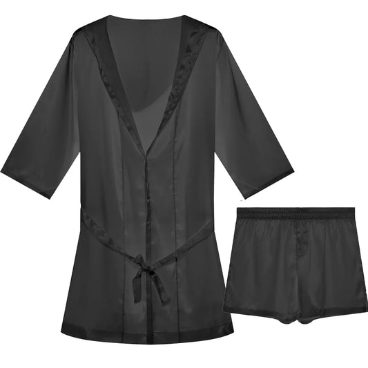 Men's 2pc Set Hooded Robe and Shorts