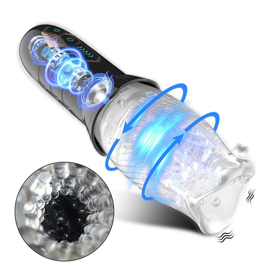 Automatic Rotating Vibrating Male Masturbator Penis Massage Vibrator Real Oral Sex Glans Delay Trainer Masturbation Toys for Men